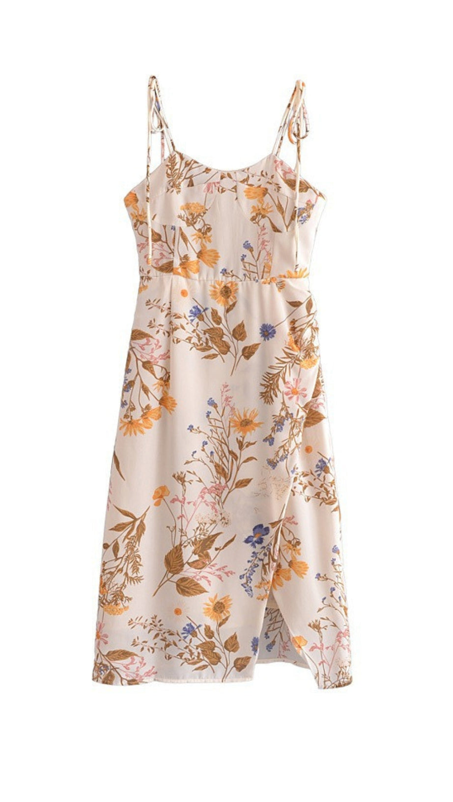 STRAPPY FLORAL PRINTED MIDI DRESS