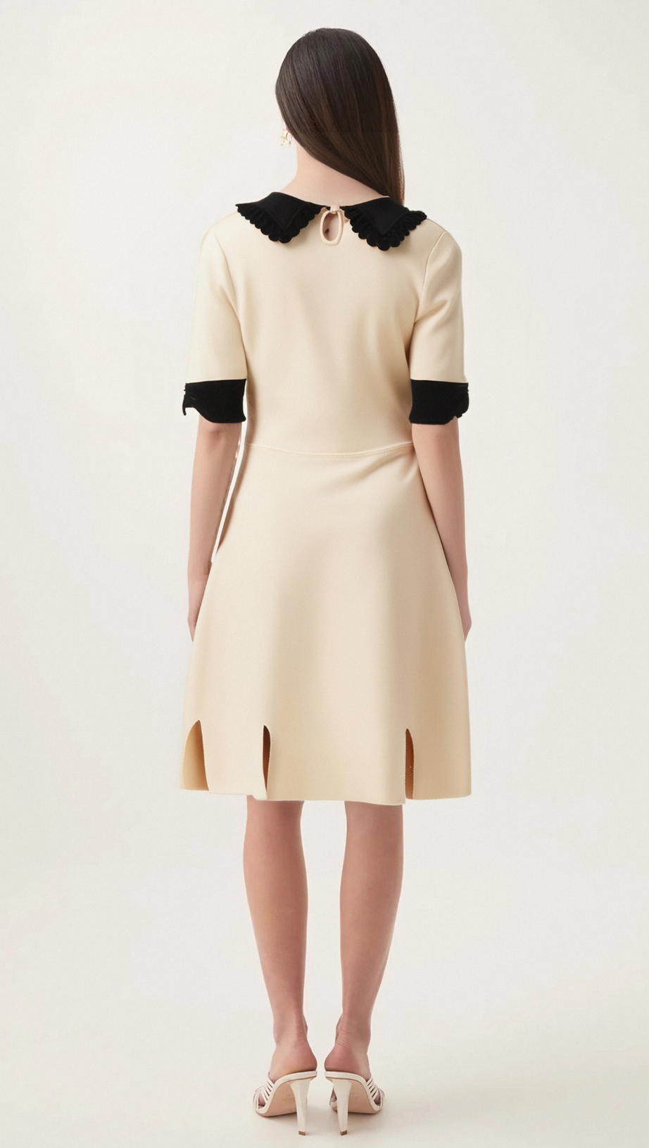 ANDRÉA WHITE SPLIT-HEM KNITTED MINI DRESS