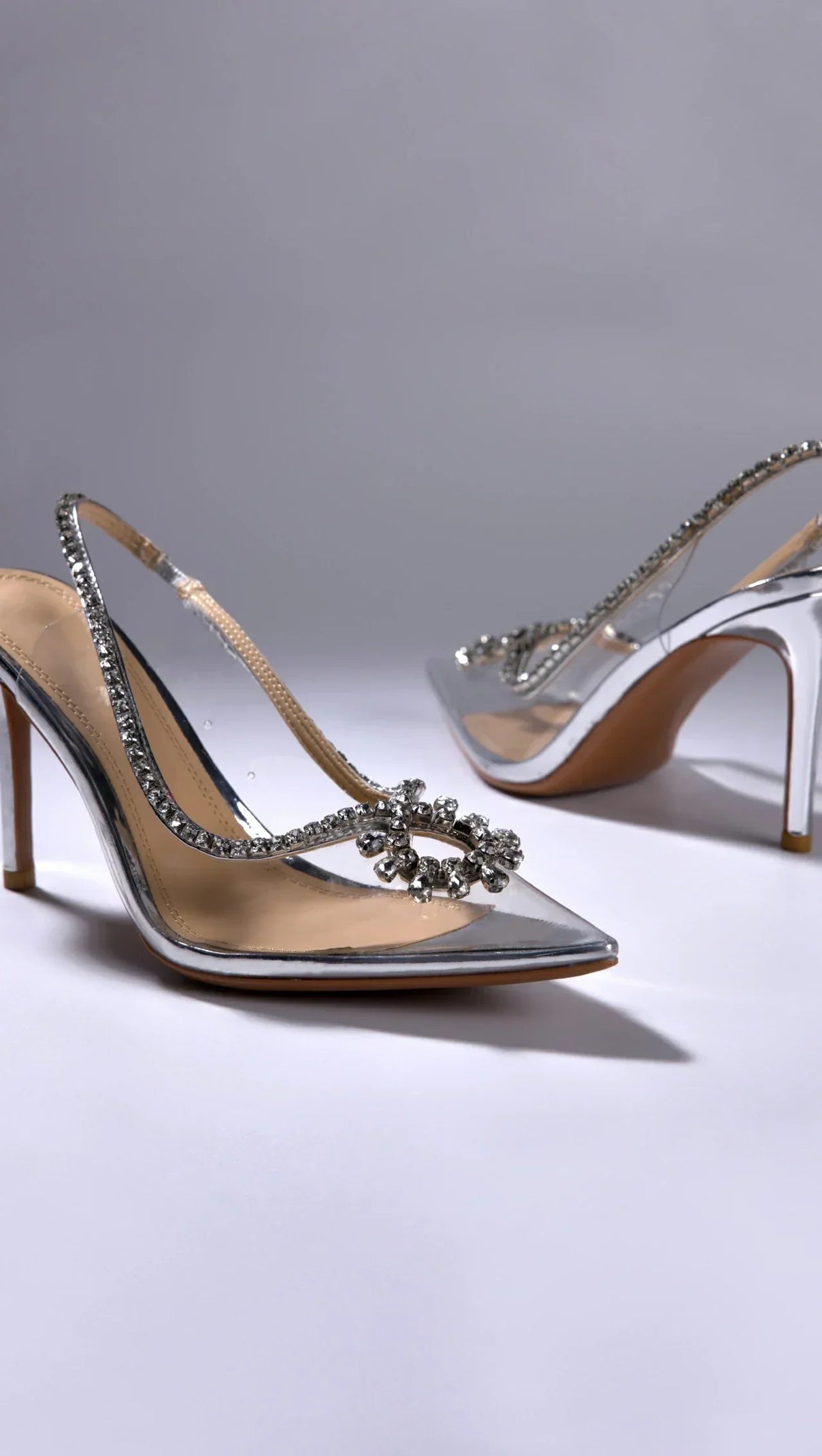 AIIZIE CHANTEL POINT RHINESTONE CHAIN STILETTO HEELS - product image