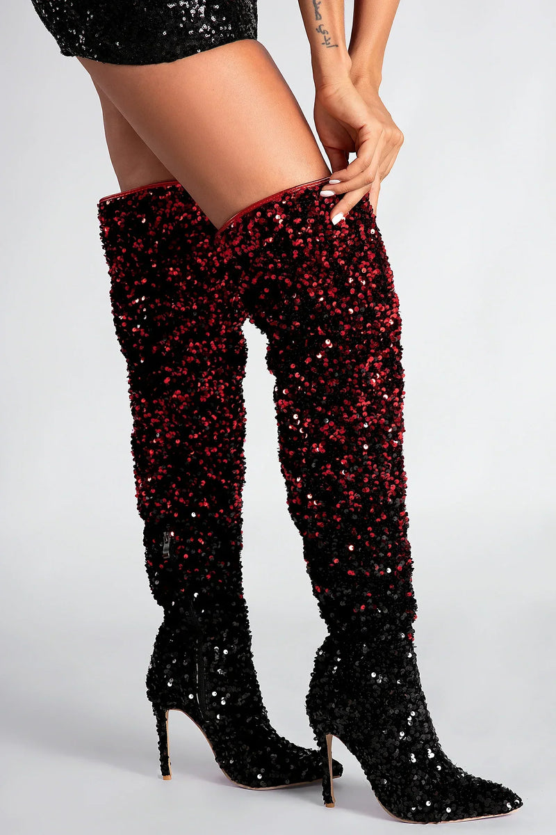 Marinotis Gradient Sequin Glitter Boots