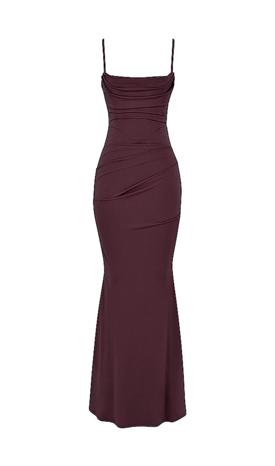 DUNKLES KIRSCHKORSETT-MAXIKLEID