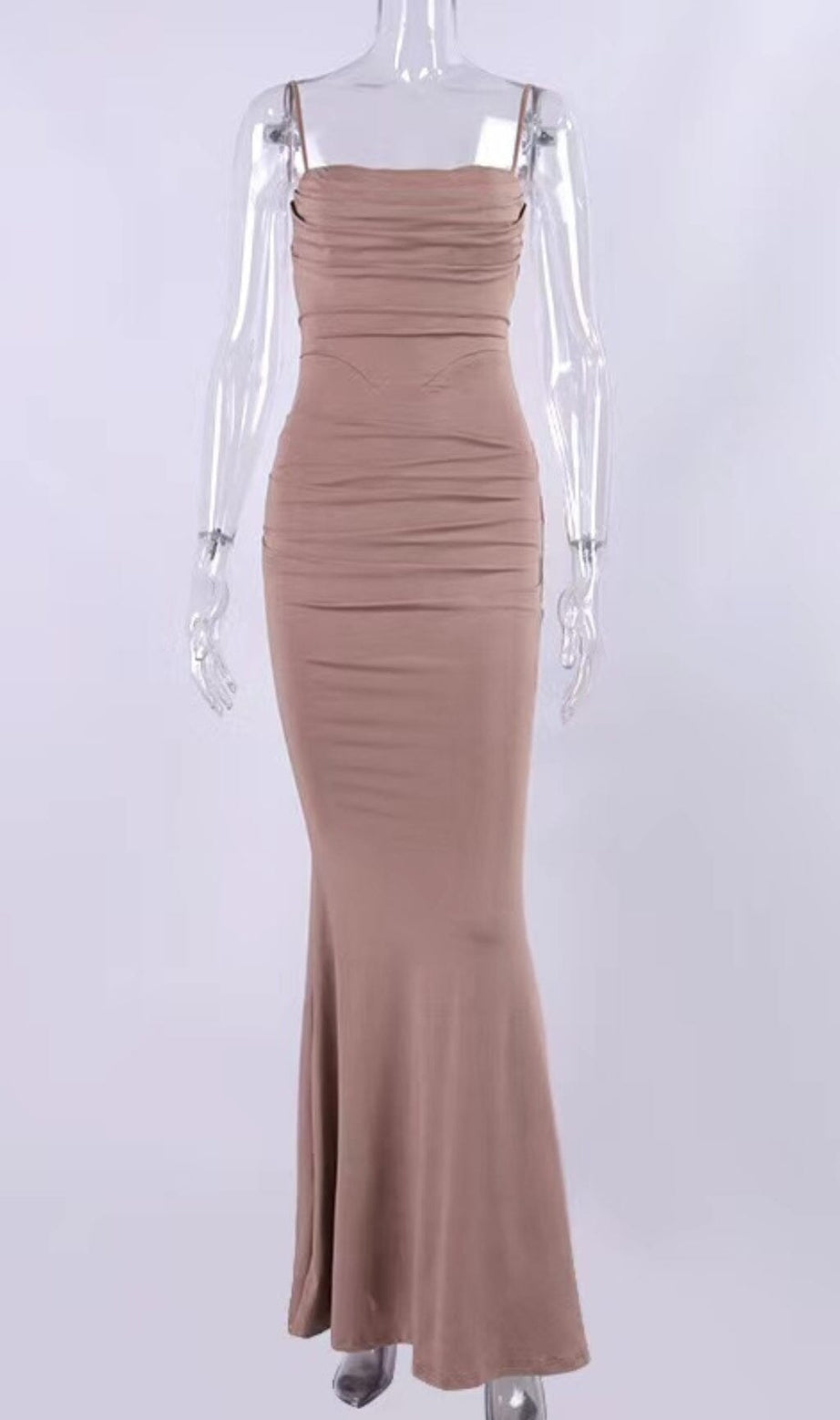 ABITO LUNGO CON CORSETTO IN JERSEY COLOR MANDORLA 