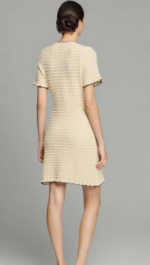 AIIZIE SIMONA HOLLOW KNIT MINI DRESS IN APRICOT - product image