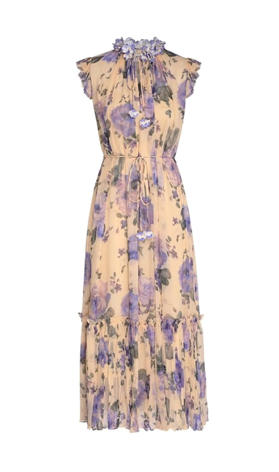 Ärmelloses Midikleid mit Blumenmuster