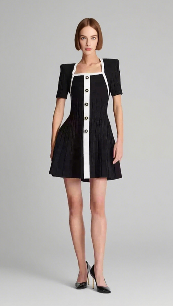 AIIZIE TWO-TONE A-LINE KNIT DRESS - product image
