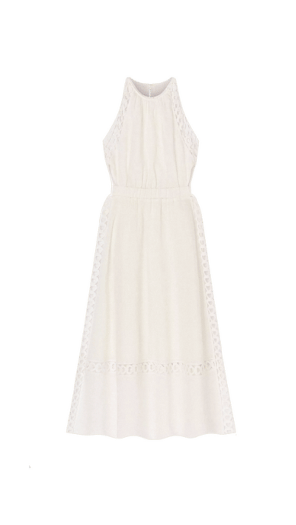 AIIZIE CORALIE HEART LACE MIDI DRESS IN WHITE - product image