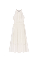 Coralie Heart Lace Midi Dress in white