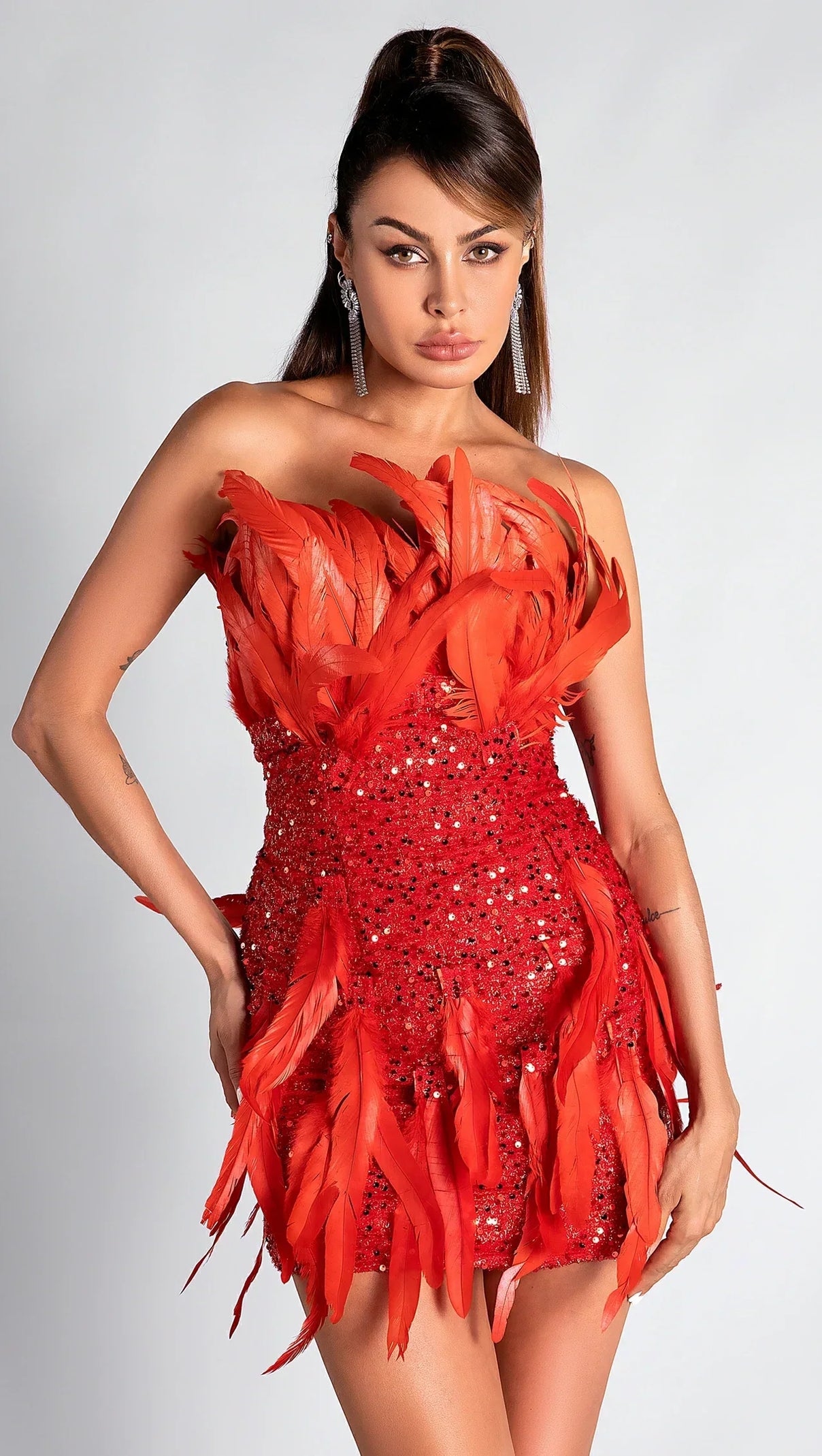 AIIZIE PAPATSI FEATHER MINI DRESS - product image