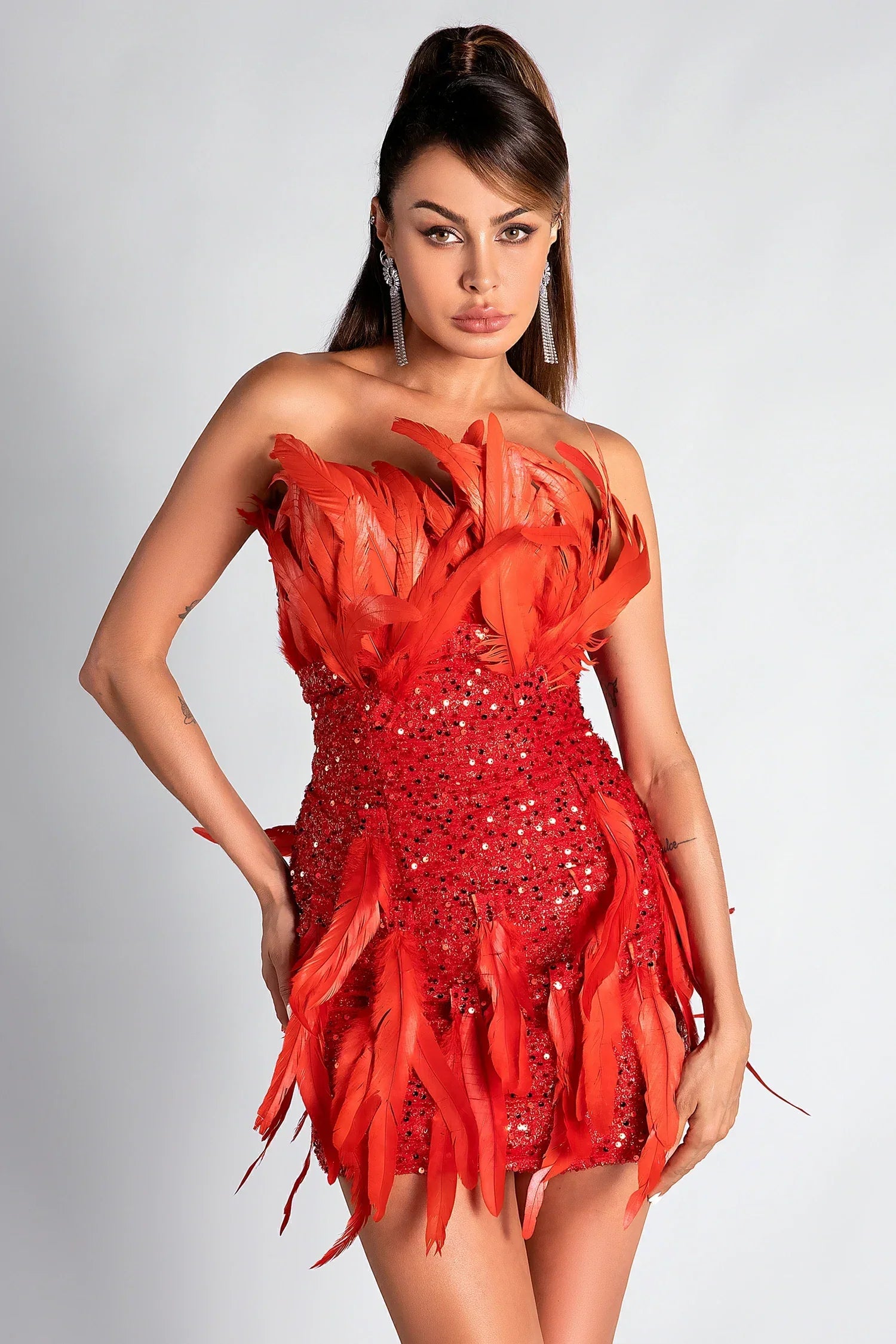 Papatsi Feder-Minikleid