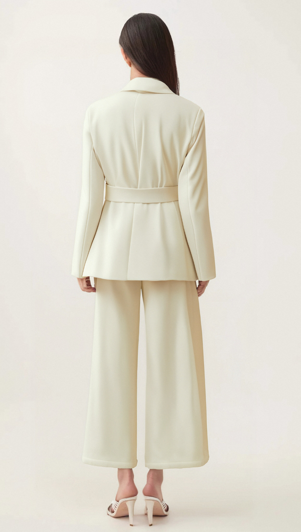 AIIZIE JASMINE WHITE NECK-TIE WRAPPED BLAZER - product image
