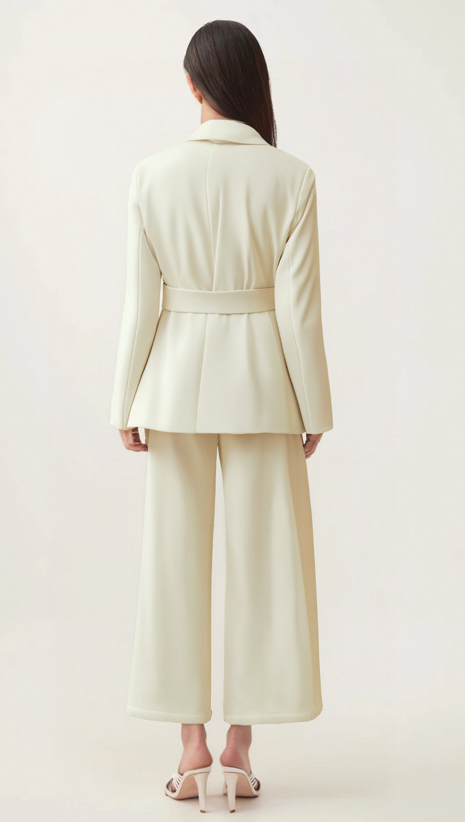 JASMINE WHITE NECK-TIE WRAPPED BLAZER