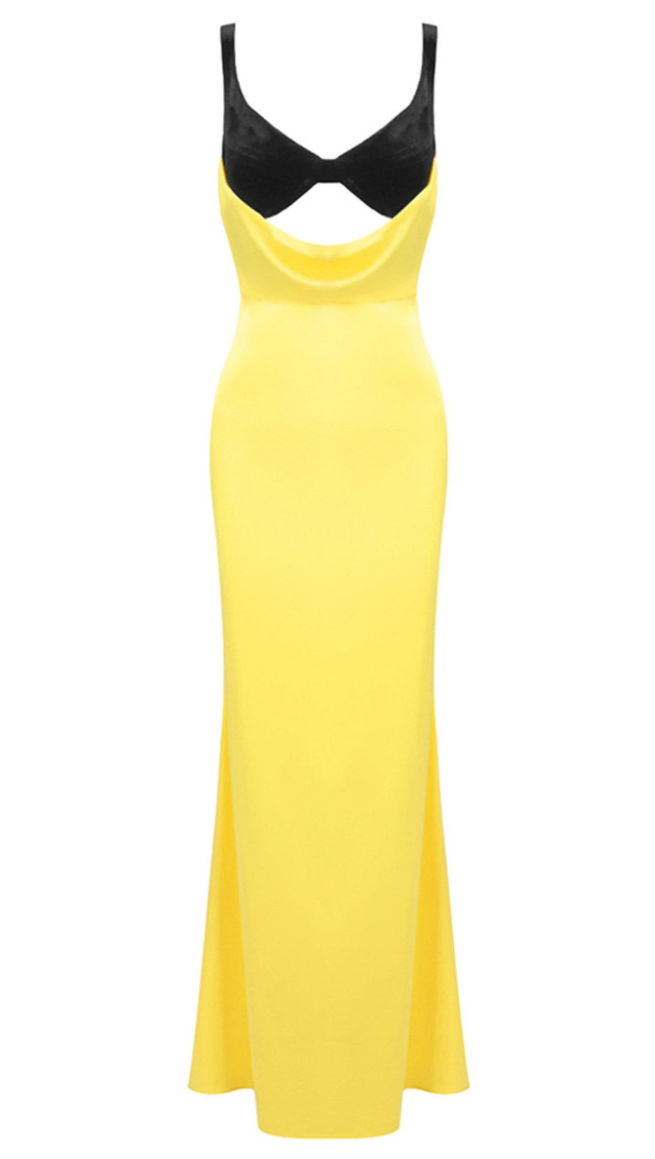 Samt-Bustier-Maxikleid Schwarz Gelb