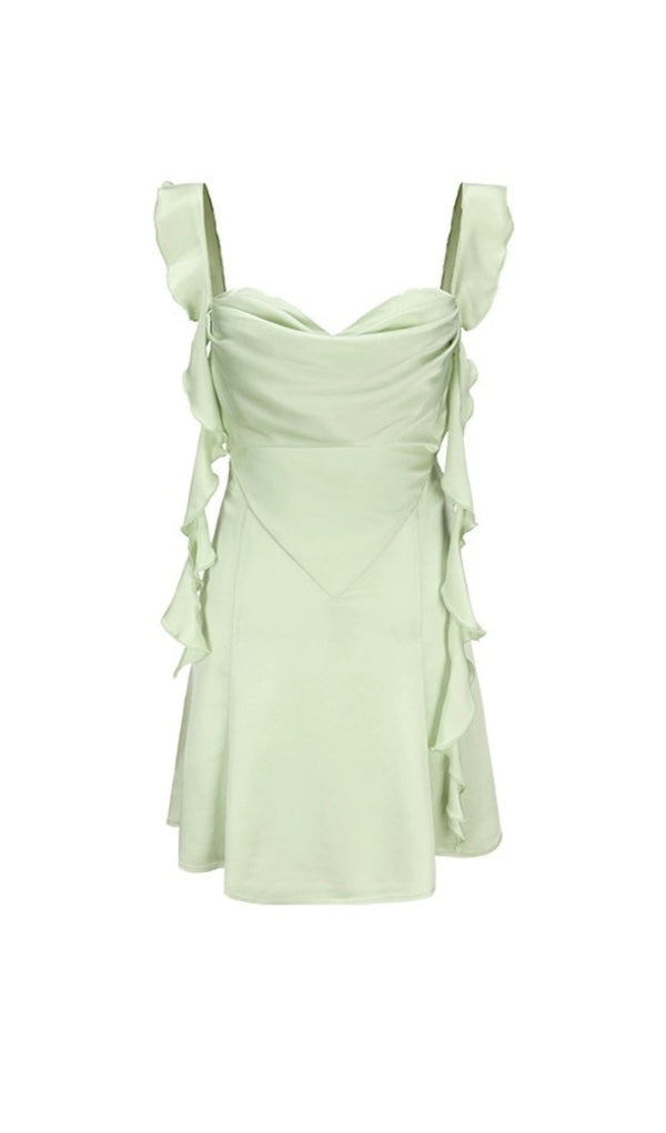 SAGE GREEN SATIN MINI DRESS