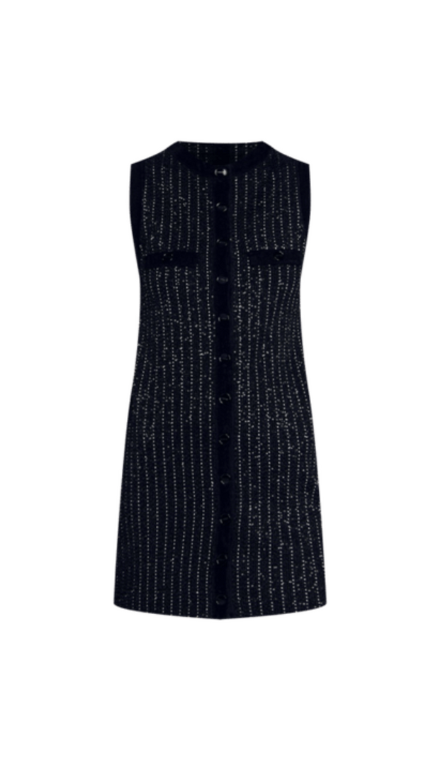 AIIZIE MINI DRESS IN BLACK WITH STRIPE EMBELLISHED - product image
