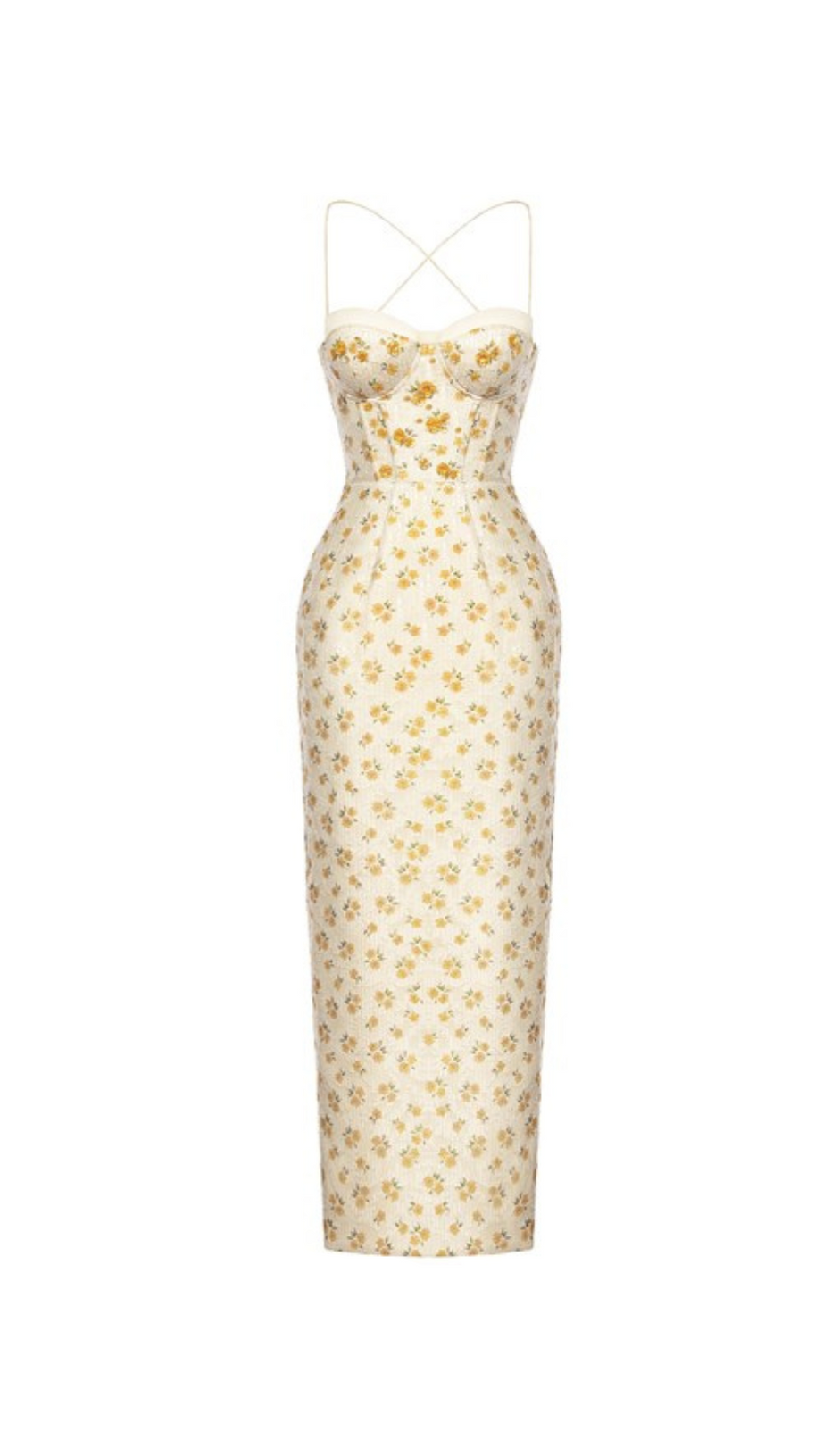 PRINT EMBROIDERY MAXI DRESS IN BEIGE