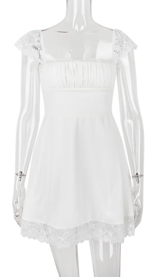 AIIZIE SATIN LACE MINI DRESS - product image