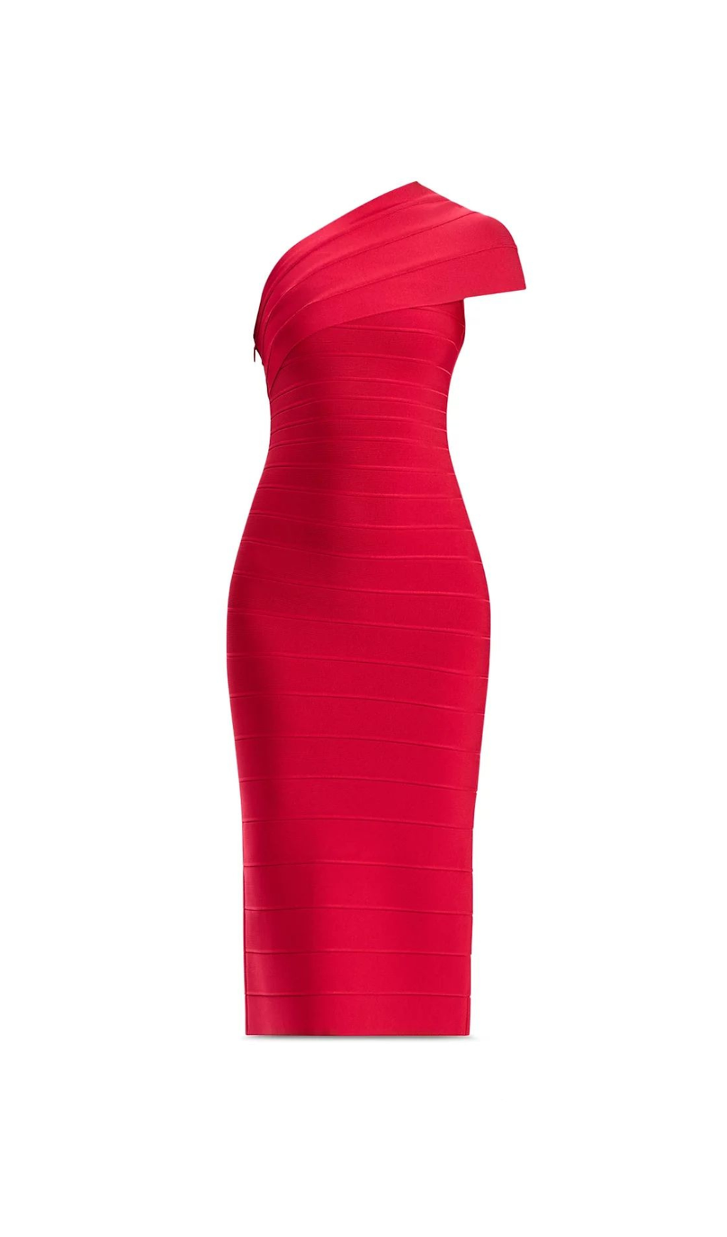 ABIGAIL ONE-SHOULDER BANDAGE MIDI DRESS IN RIO RED