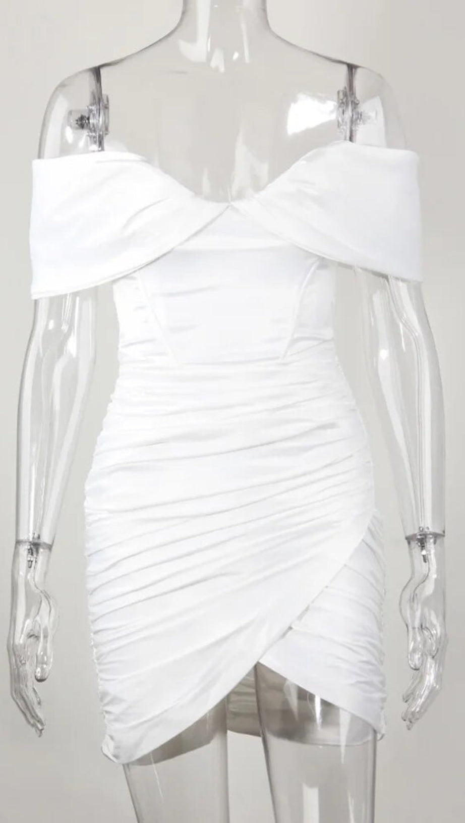 IVORY TUBE TOP PLEATED DRESS
