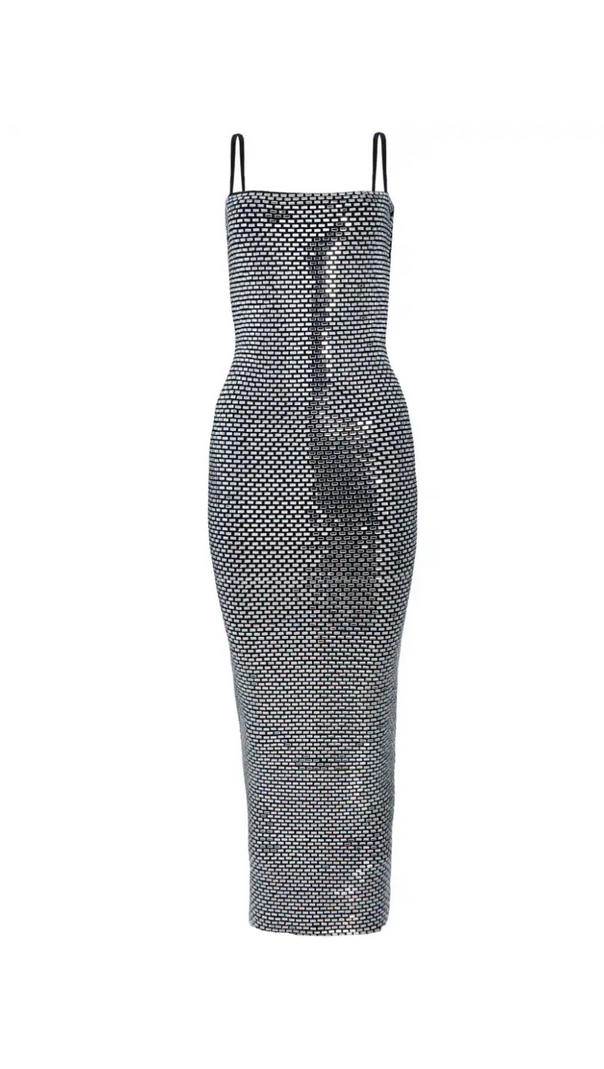 AIIZIE KYREE EMBELLISHED KNIT MIDI DRESS IN BLACK - product image