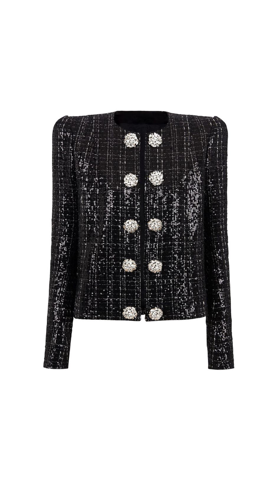 MONA SEQUIN-EMBELLISHED TWEED JACKET IN BLACK