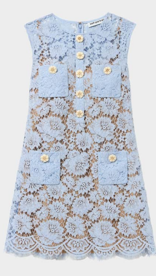 AIIZIE BLUE FINE LACE MINI DRESS - product image