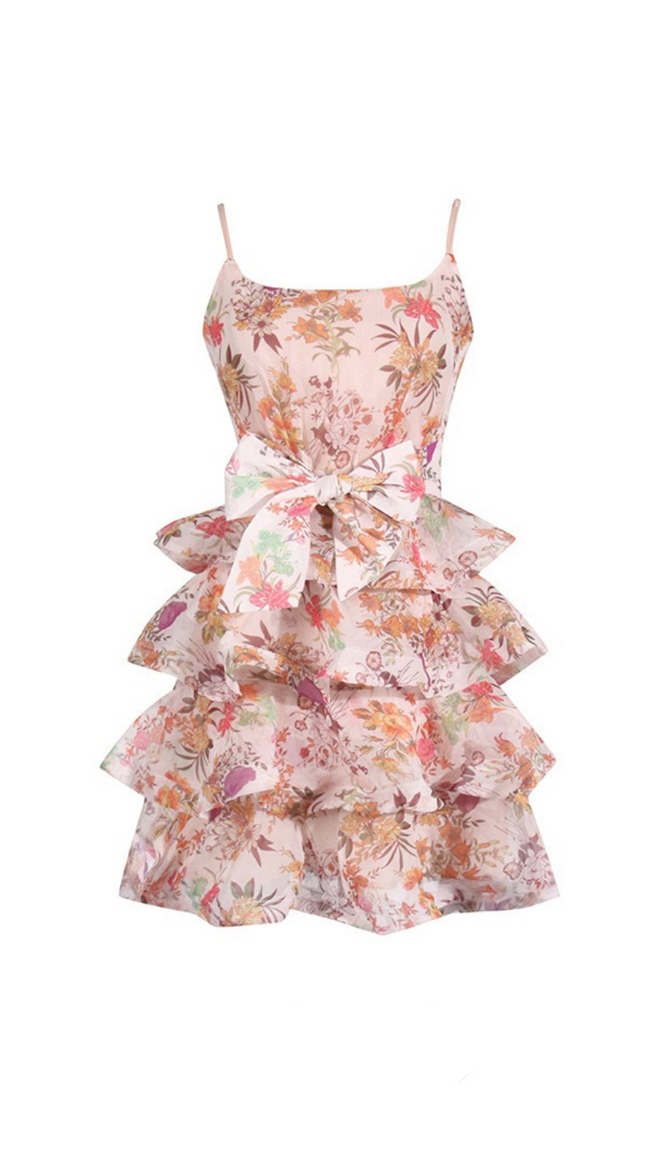 AMANDA MULTICOLOR FLORAL PRINTED RUFFLE MINI DRESS