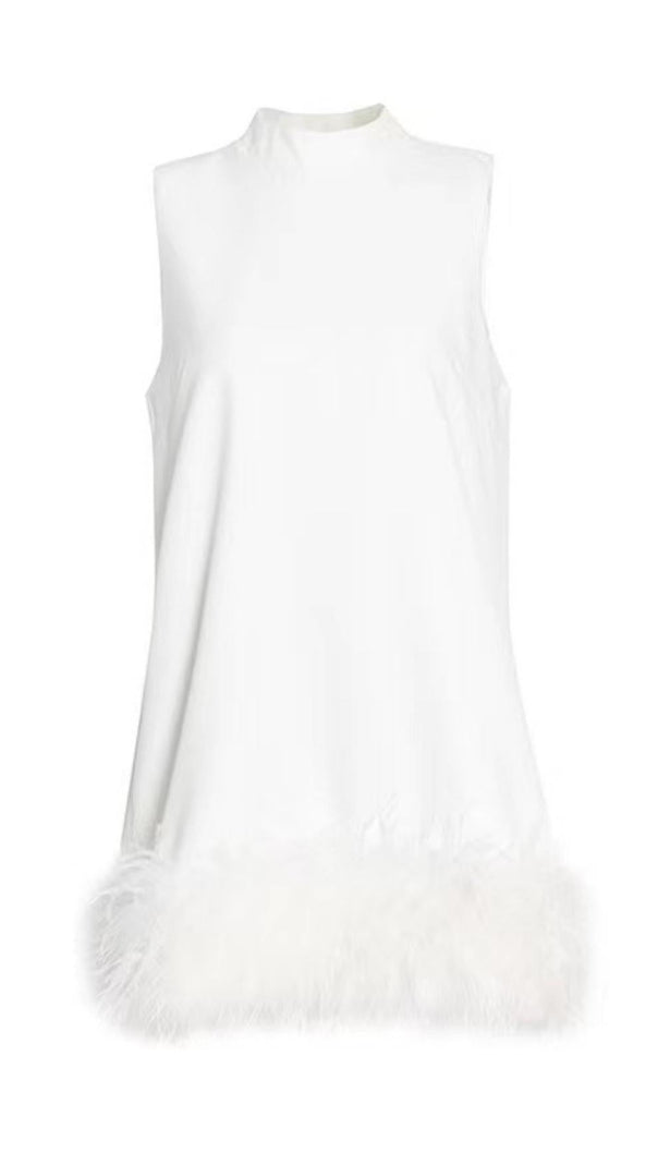 MINI ABITO CON PIUME BIANCO