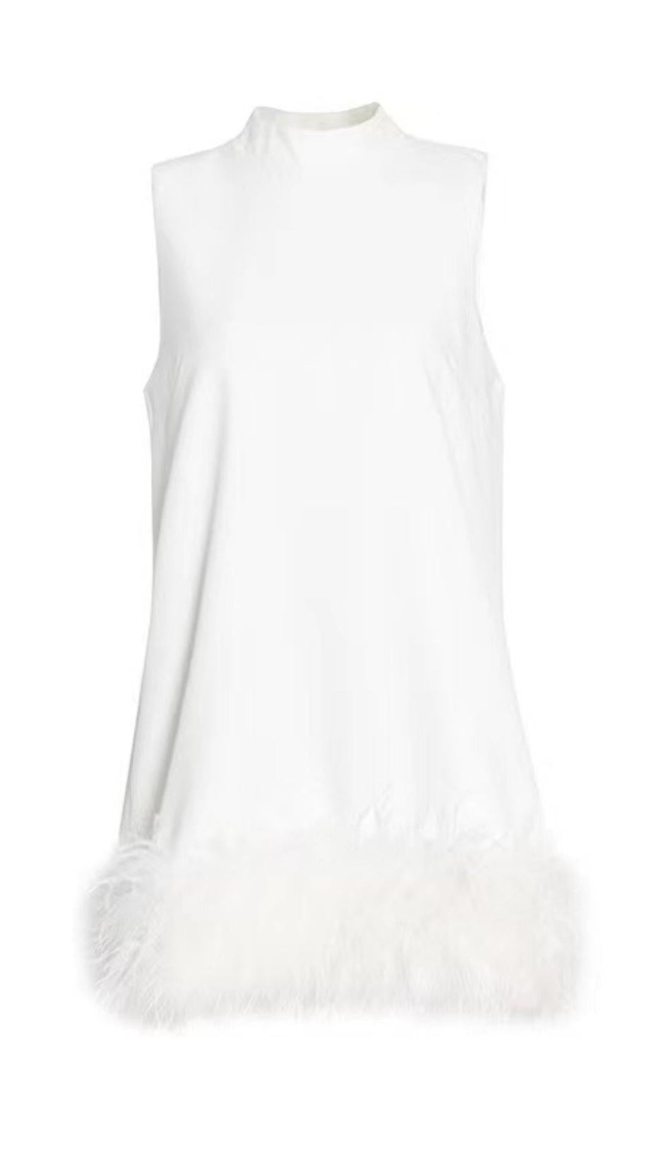 FEATHER MINI DRESS IN WHITE