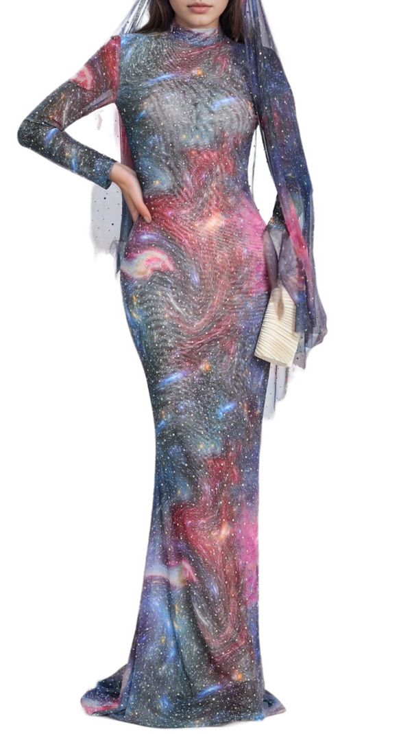 AIIZIE AURORA PRINTED HOT DRILL MAXI DRESS - product image
