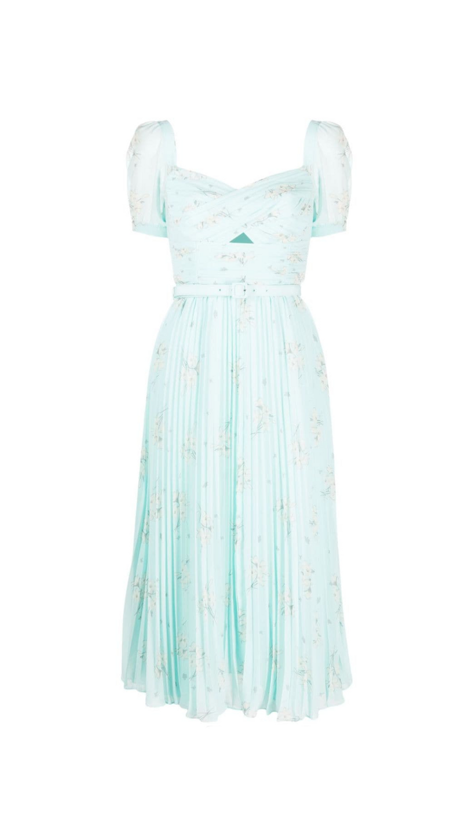 ABITO MIDI IN CHIFFON CON STAMPA FLOREALE LINDSAY BLU