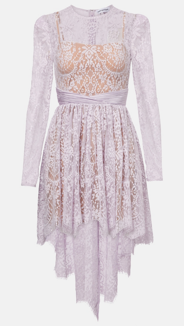 AIIZIE LILAC LACE SATIN MINI DRESS - product image