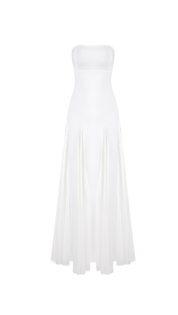 AIIZIE PLEATED TRIM STRAPLESS MAXI DRESS IN WHITE - product image