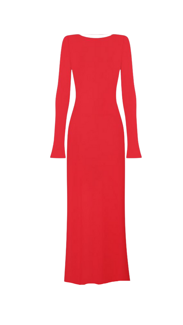 AIIZIE CANDICE LONG SLEEVE BACKLESS MAXI DRESS IN RED - product image