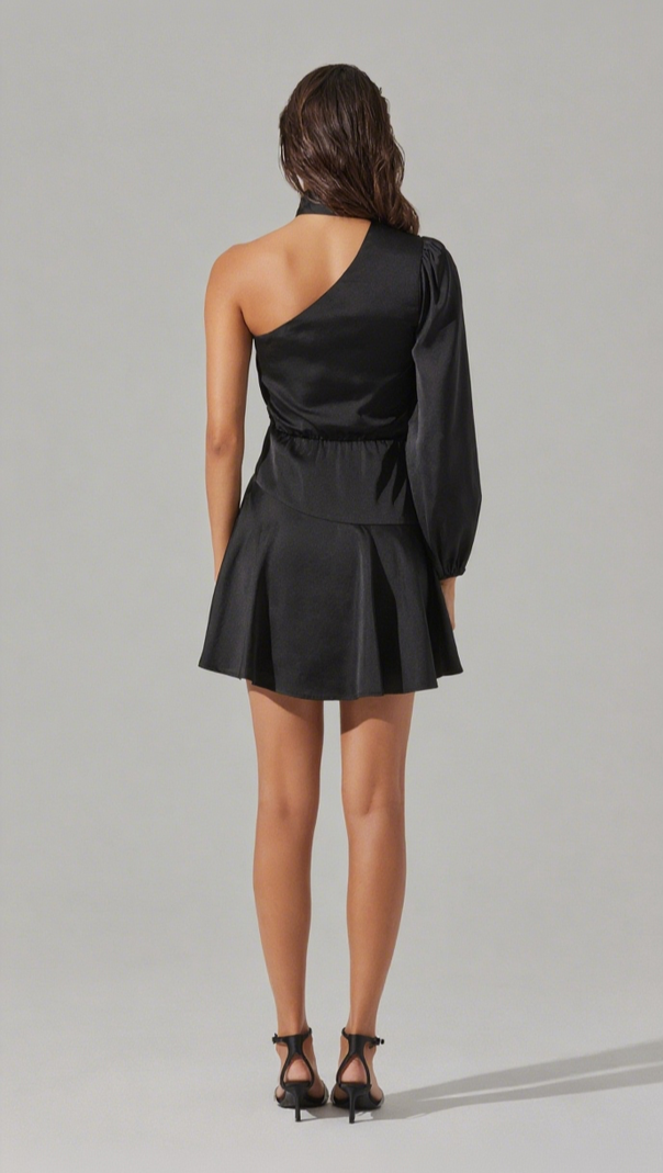 AIIZIE SATIN SCARF MINI SKATER DRESS - product image