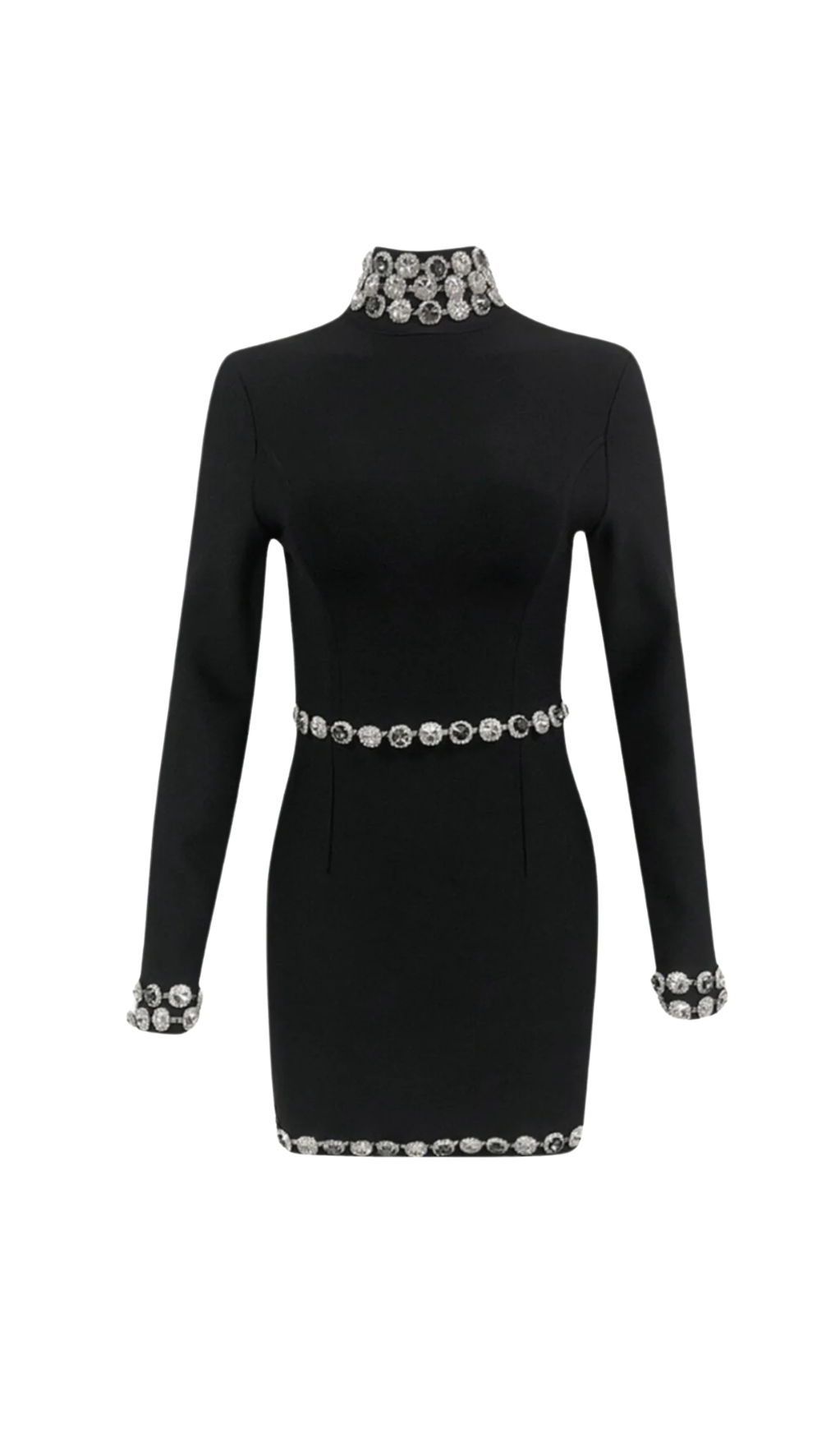 EINAR DIAMANTE EMBELLISHED BANDAGE MINI DRESS