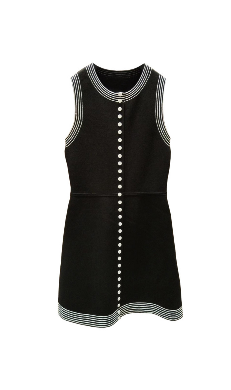 SALLY STRIPE TRIM EMBELLISHED BLACK MINI DRESS