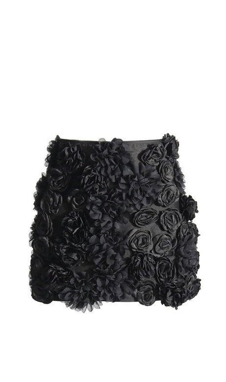 ANCHALEE BLACK FLOWER MINI SKIRT