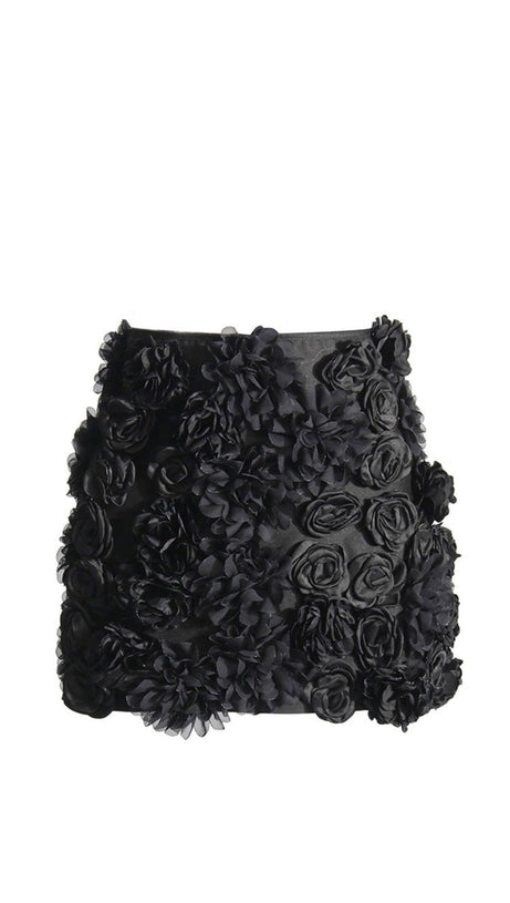 ANCHALEE SCHWARZER MINIROCK MIT BLUMEN