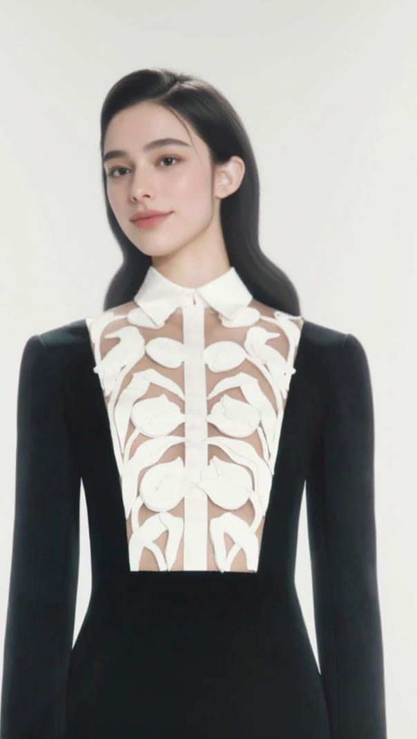 AIIZIE HOLLOW A-LINE MINI DRESS IN BLACK - product image