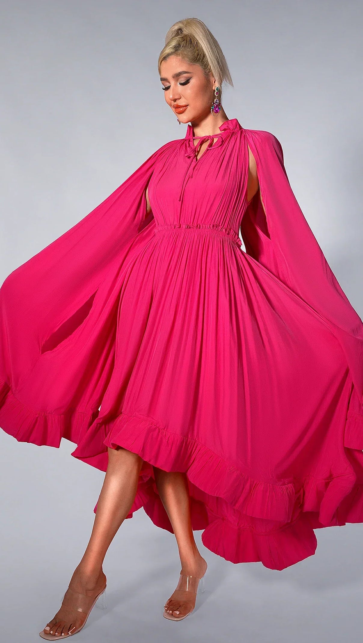 AIIZIE BRIDGETT FLOWER PLEAT BELT DRESS - product image