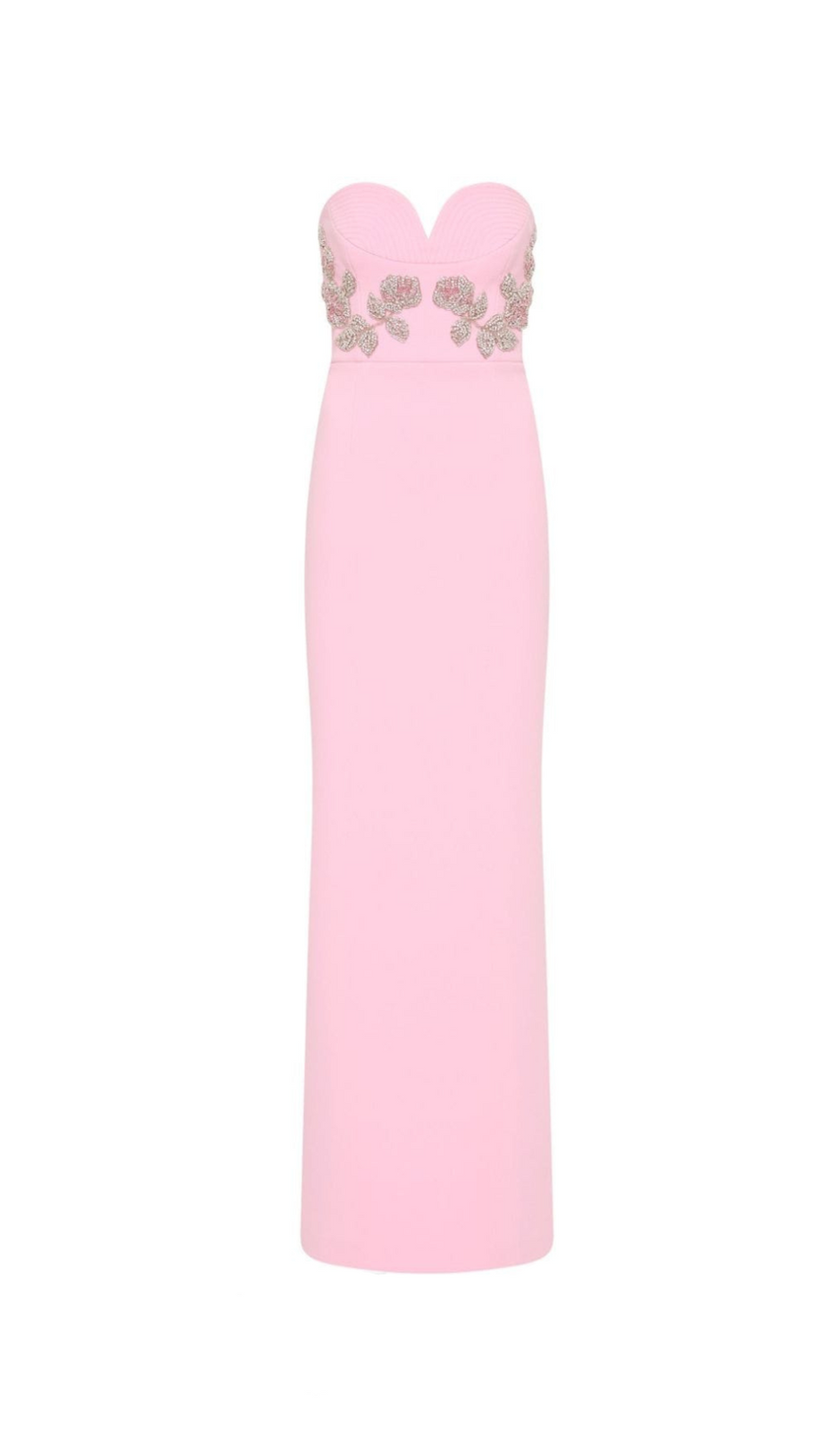 MEROY FLORAL EMBROIDERY STRAPLESS MAXI DRESS IN PINK