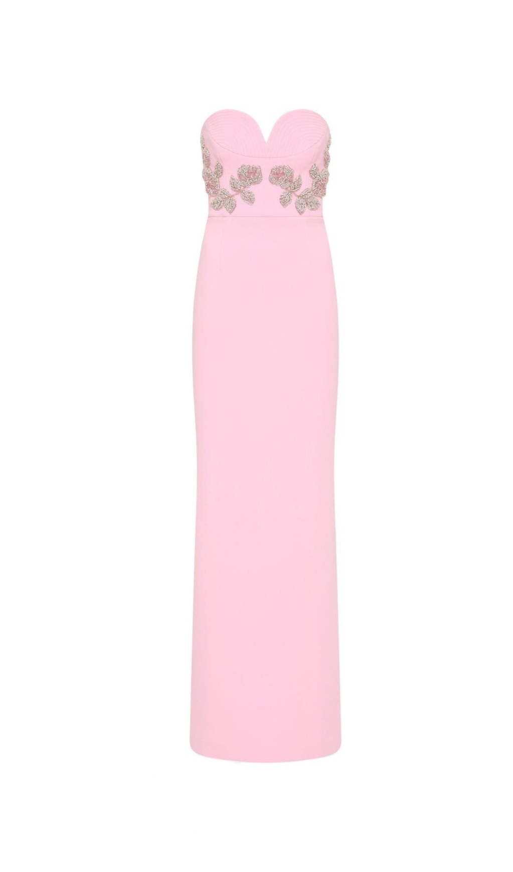 MEROY FLORAL EMBROIDERY STRAPLESS MAXI DRESS IN PINK
