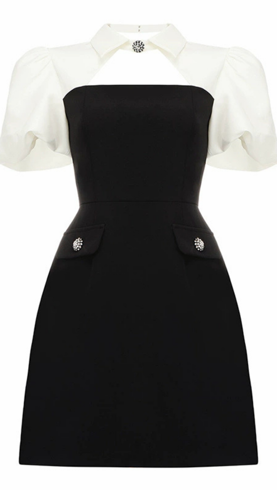 PUFF SLEEVE CUTOUT MINI DRESS IN BLACK