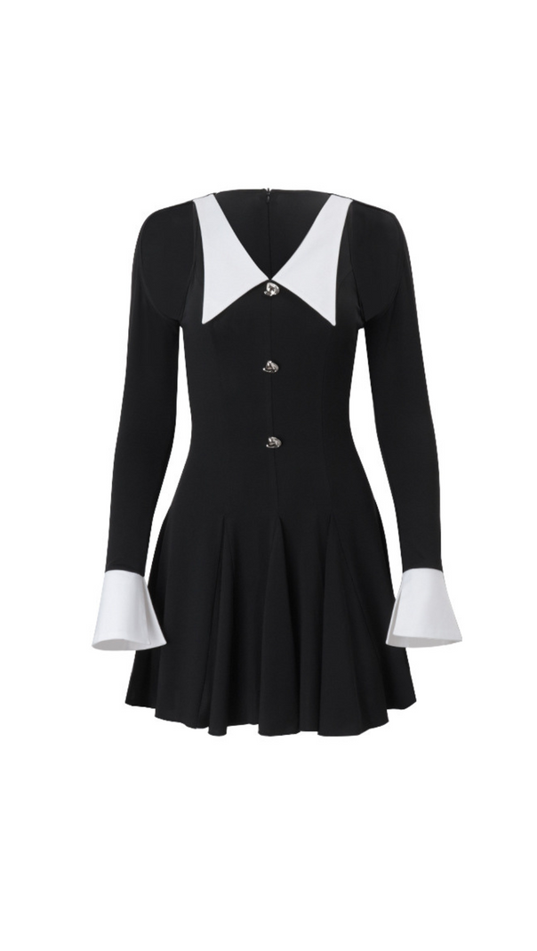AIIZIE TWO-TONE HOLLOW HALTER MINI DRESS - product image