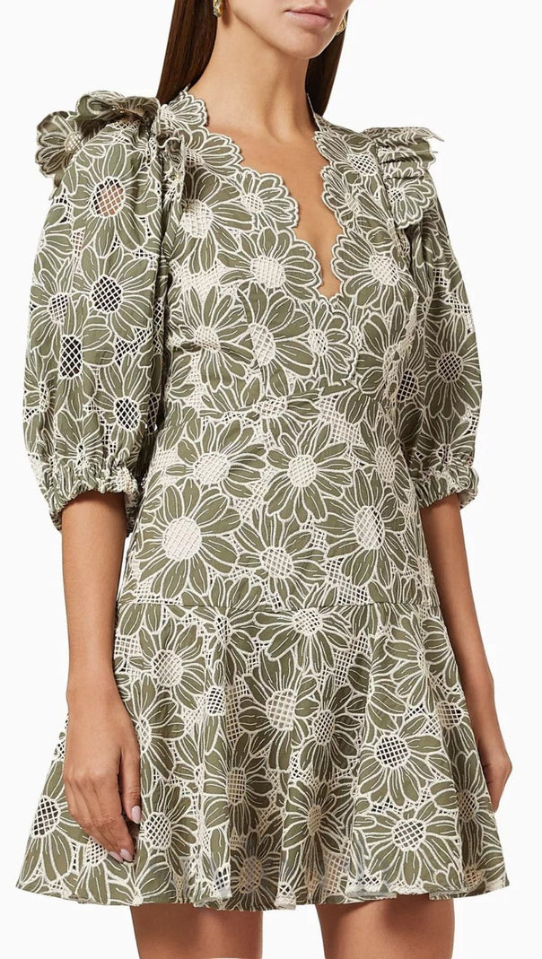 AIIZIE ANUNCIACION EMBROIDERED COTTON LACE DRESS - product image