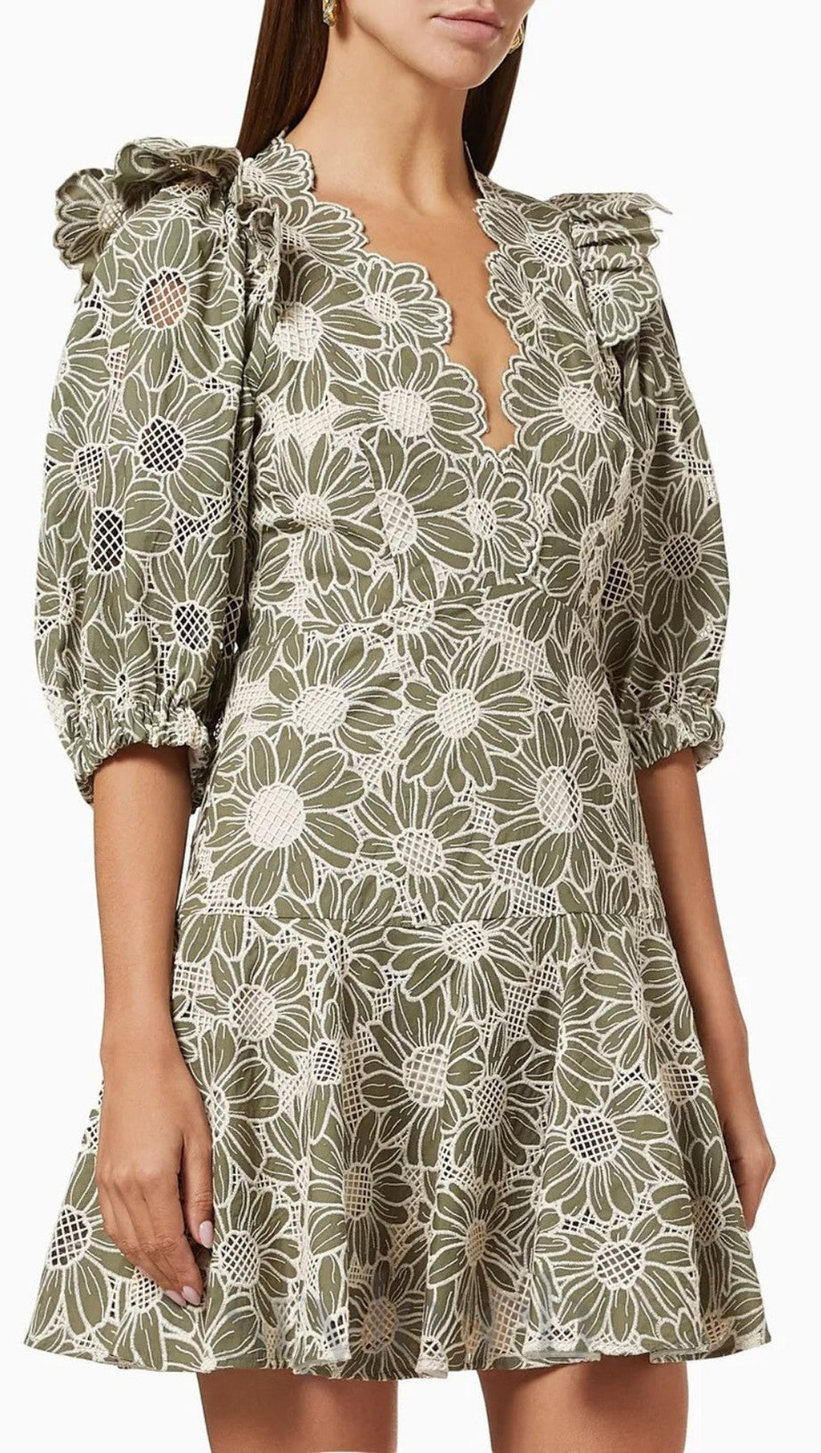 ANUNCIACION EMBROIDERED COTTON LACE DRESS