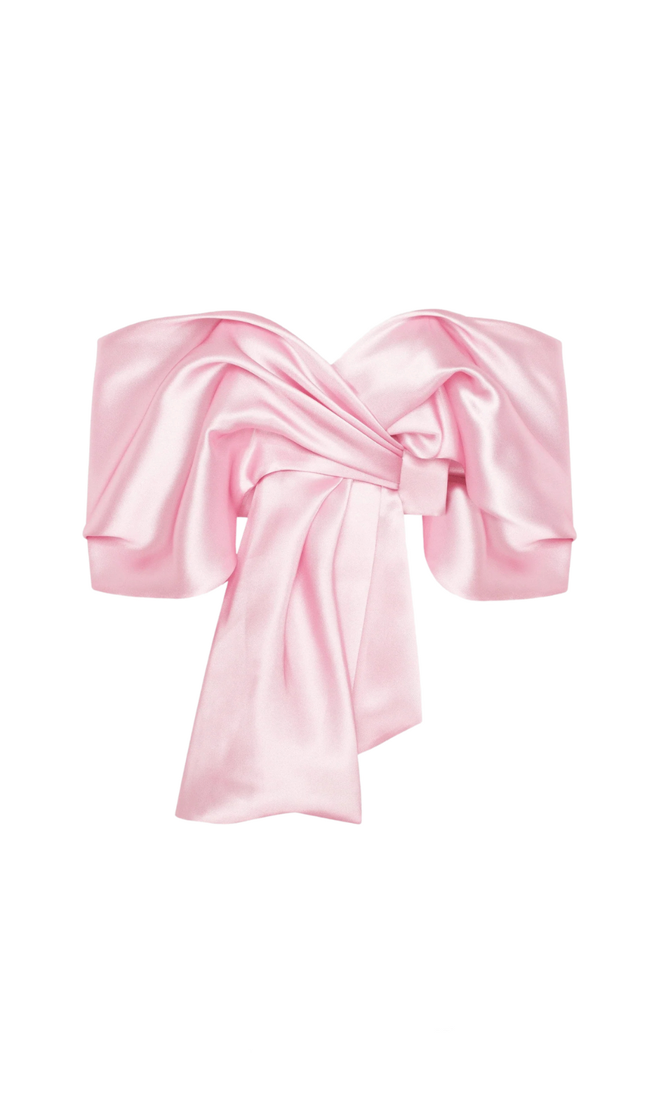 Samira Schulterfreies Satin-Top mit Schleife und Kreuz
