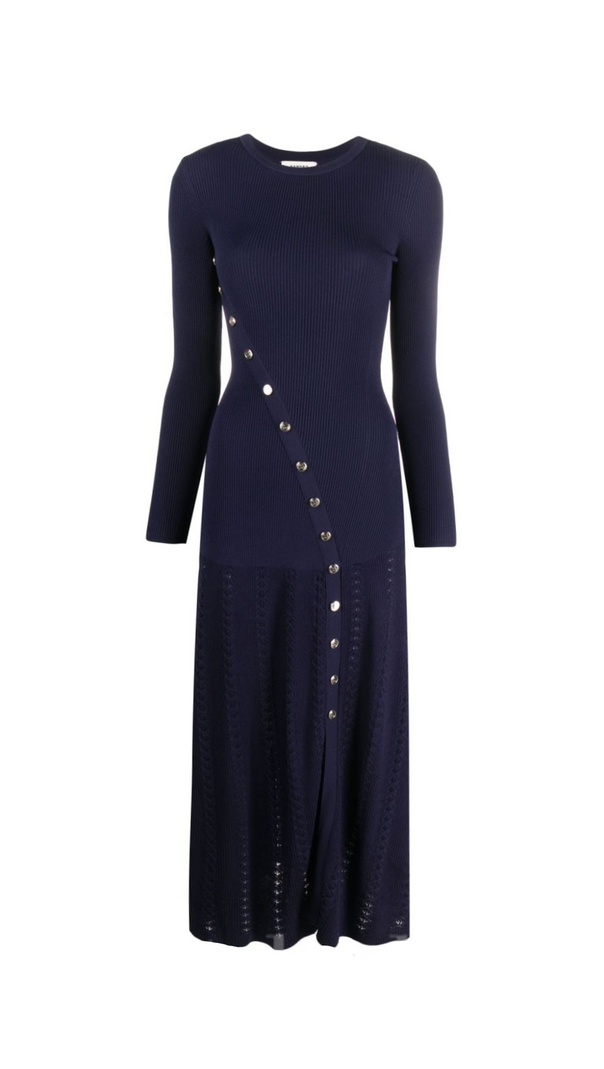 AIIZIE VIOLA RIBBED-KNIT MIDI DRESS IN NAVY BLUE - product image