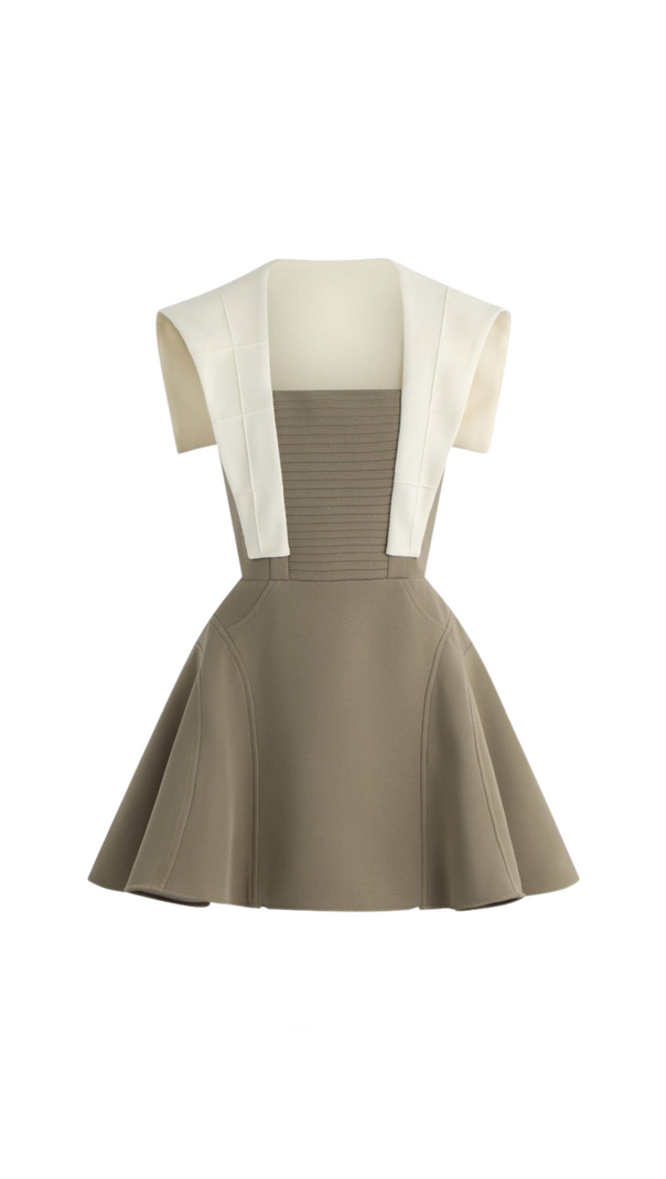AIIZIE TWO-TONE MINI DRESS IN OLIVE - product image