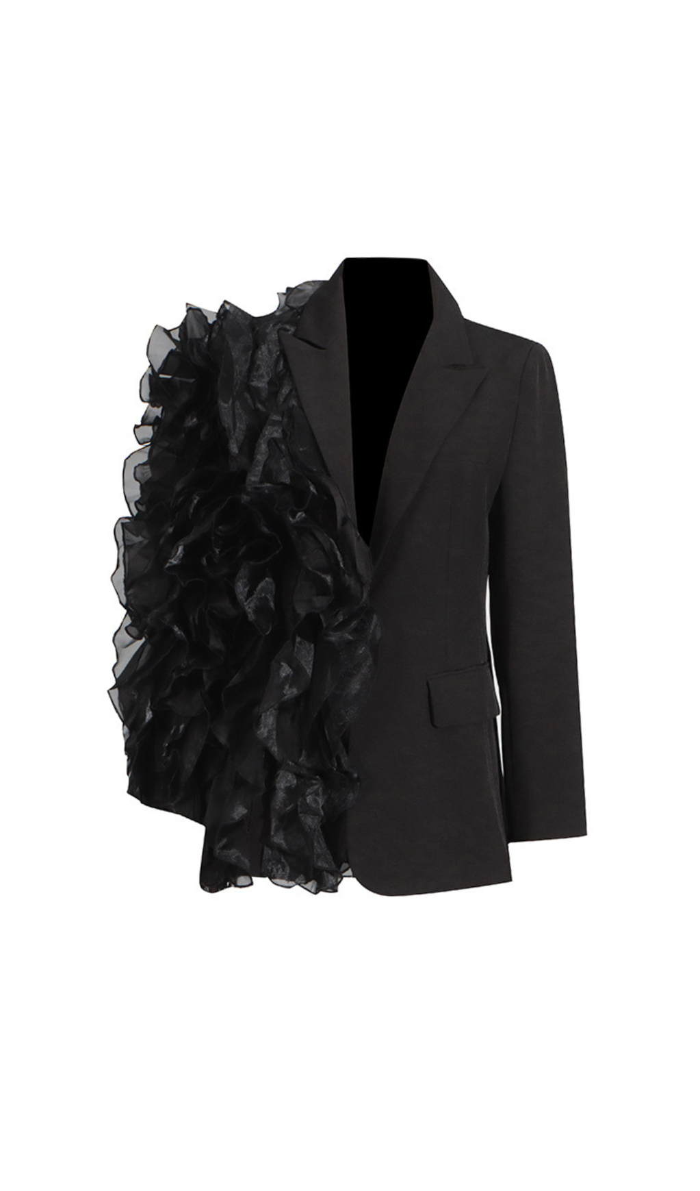 Schicker Blazer mit Patchwork-Rüschen in Schwarz